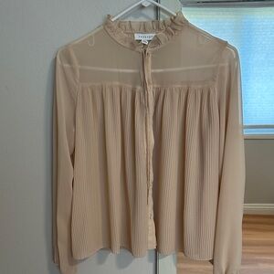 Topshop Beige Pleated Blouse